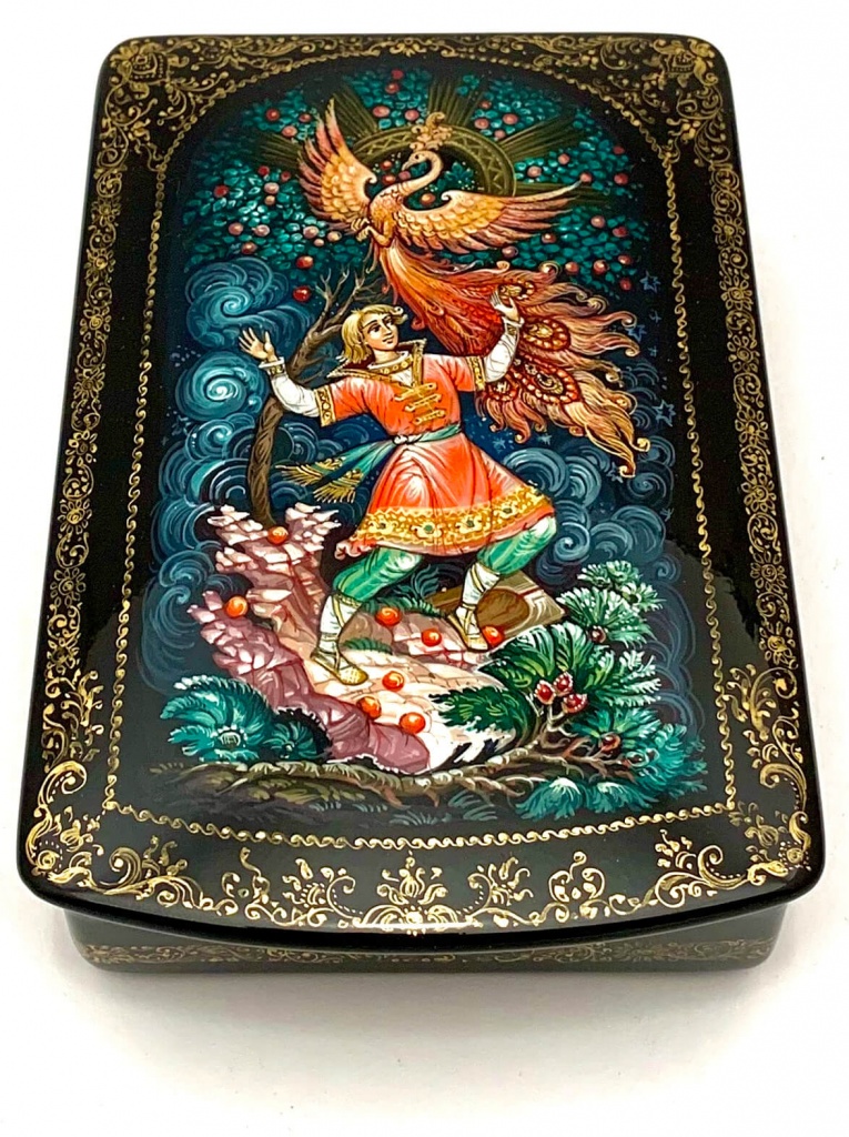 Холуйская шкатулка "Жар-птица", ручная роспись