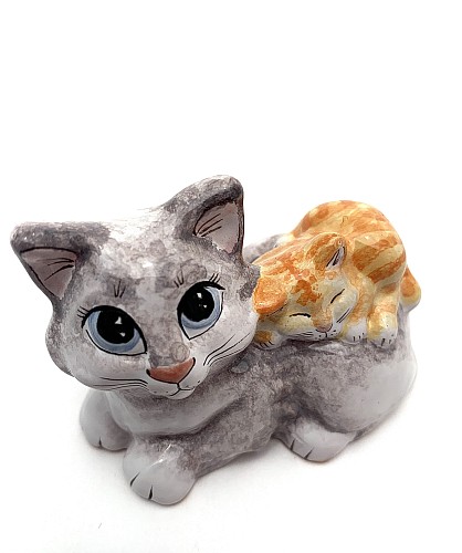 Керамическая фигурка 'Кошка с котёнком'