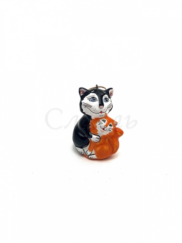 Керамическая ёлочная игрушка 'Кот с кошкой'