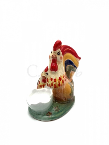 Керамическая фигурка 'Петух и курочка (подставка под яйцо)'