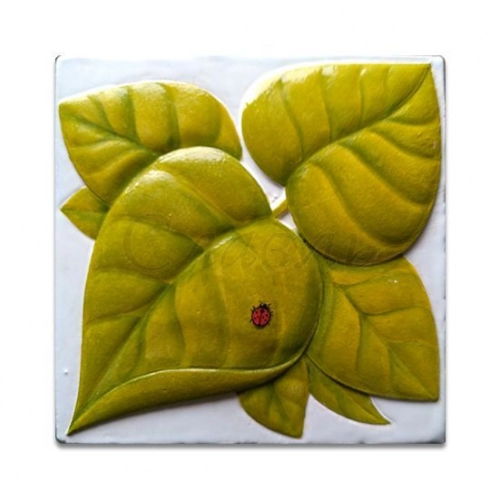 Изразцовая плитка 'Подсолнух листья' цветная 15х15 см