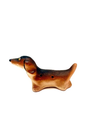 Чернолощёная керамика Собачка-Свистулька 'Такса'