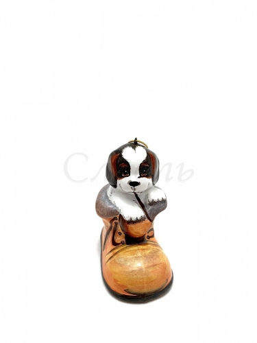 Керамическая ёлочная игрушка 'Щенок в ботинке'