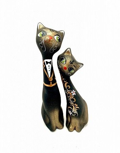 Чернолощёная керамика Кошки-Парочки  1