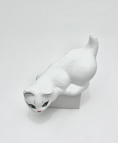 Чернолощёная керамика Кошка Свисающая 'Готовится к прыжку' 4